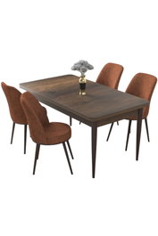 Hanah Home Juego de mesa y sillas de comedor de 5 piezas, Barroco y Rojo Teja